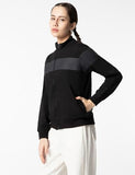 FYLTR Women's Casual Stand Collar Jacket With Cut and Sew Panel - Full Zip Closure | Side Pockets | Rib Hem & Cuff | Casual Winterwear For Women,Every Ebony