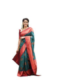 Flosive Womens Present Banarasi Soft Lichi Silk Saree Beautiful Jacquard Rich Pallu Design Work Zari Woven Kanjivaram Silk Style