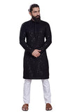 Divisive Men'S Sequince Embroidered Cotton Blend Only Slim Fit Kurta (Dkrt224_Xxl_Black)