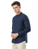 Fyltr Men'S Solid Slim Fit 100% Cotton Linen Look Casual Shirt Cool Blue,Cool Blue,Cool Blue,S
