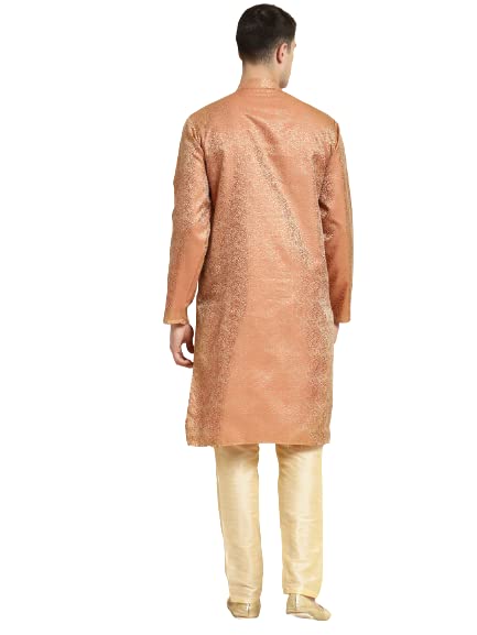 Sojanya (Since 1958 Men'S Jacquard Silk Maroon & Gold Self Design Only Long Kurta
