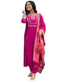 Gosriki Women'S Rayon Blend Straight Embroidered Kurta With Pant & Dupatta (Kosapet Pink-Gs_4Xl_Pink_Xxxx-Large),Pink,4,B0DFY1D3D5