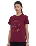 Enamor Athleisure Women's Short Sleeve Crew Neck Relaxed Fit Antimicrobial 4 Way Stretch Breathable Cotton Tee - A301(A301-Burgundy -S),Burgndy Freeyourmind