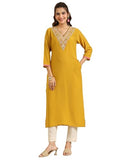 Libas Women'S Silk Blend Straight Kurtas (29704_Mustard_L)