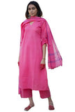 Anni Designer Women'S Rayon Blend Solid Straight Kurta With Pant & Dupatta (Janeu Pink_Xxl_Pink_Xx-Large),Pink,2XL