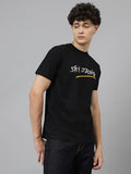 Lookmark Men'S Printed Pure Cotton Oversized Round Neck Longline Drop Shoulder Short Sleeve Tshirt (Az-Lm-P1-Mt19 Black-L)