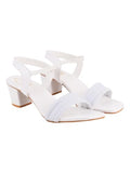 Shoetopia Solid White Block Heeled Sandals For Women & Girls /Eu41,White,8,B0F317DLCV
