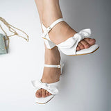 Shoetopia Women'S Block Heel Sandal (8 Uk) /White,White,8,B0BSC9T558