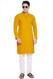 Divisive Men'S Sequince Embroidered Cotton Blend Slim Fit Kurta Pyjama Set (Dkrt31_L_Mustard)