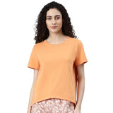 Enamor Women'S Solid Relaxed Fit T-Shirt (E305_Tangerine L)