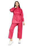 Highlands Women Waterproof Rainjacket & Pant Set SeamSealed Rainsuit With Hood Drawcord Pockets Adjustable Belt Rubber Raincoat