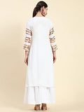 Gosriki Women'S Cotton Blend Chikankari Multi Work Embroidered Long Kurta (Simi White-Nw-Gs_S_White_Small),White,,B0CBXHT4FW