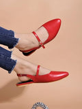 Women'S Pointed-Toe Flats Stylish Slingback Ballerina Shoes With Adjustable Strap Casual & Office Wear Red Eu41,Red,8,B0DJJWJ2LJ