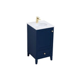 Elegant Decor Sommerville 18 Steel And Wood Single Bathroom Vanity In Blue