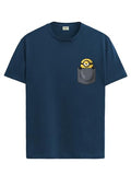 ADRO Tshirt for Men | Anime T Shirt for Men | 100% Cotton Tshirt | Graphic Printed T-Shirt | Chest Printed Tshirt | Minion Anime Tshirt | T-Shirts| RN24-STICK-PCMIN-SB-L Teal,Teal