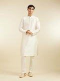 Diwas By Manyavar Men'S Art Silk Thread Embroidered Kurta (Warm White,S)