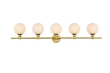 Living District Cordelia 5-Light Iron/Glass Bath Sconce In Brass/Frosted White
