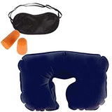 Pavan Ecommerce Velvet 3 In 1 Travel Kit Set 1 Neck Pillow, 1Eye Mask, 2Ear Bud (Multi Colour) 3In 1 Travel Set Pack Of 1