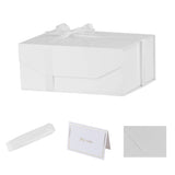PACKGILO 1PCS White Gift Box with Ribbon 9.5x7x4 Inches,Sturdy Gift Box with Lid for Gift Packaging, Foldable Magnetic Closure S