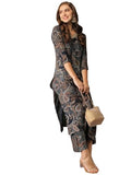 Gosriki Women'S Cotton Blend Straight Printed Kurta With Pant (Bolina Blue-Nj-Gs_Xl_Blue_X-Large),Black,,B0D3BY2PMG