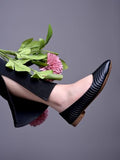 Shoetopia Women'S Blacktextured Bellies Elegant Slip-On Flats With Wavy Design For Daily Office & Casual Eu39,Black,6,B0DRJJRNS9