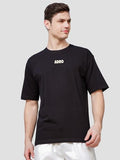 ADRO Oversize T Shirt for Men | Drop Shoulder T Shirt | Mens Oversize T-Shirt | 220 GSM Cotton Oversize Tshirt | Trendy Front and Back Printed T Shirt|OVR24-L1-SAIL-BL-L Black,Black