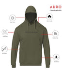 Adro Mens Premium Cotton Fleece 340 Gsm Printed Hoodies (H23-M-Tru-Ol_Olive_L)