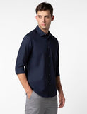 Fyltr Men'S Solid 100% Cotton Casual Full Sleeves Shirt With Pocket,Navy Nurture,Navy Nurture,2Xl