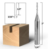 YONICO Downcut Router Bits Spiral 2 Flute Solid Carbide CNC End Mill 1/16Inch Dia. 1/4Inch Shank 32208SC
