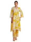 LookMark Women's Printed Cotton Blend Straight Kurta Pant Set with Lace - Comfortable Ethnic Wear for Women, Elegant Design, Sui