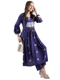 Gosriki Women'S Rayon Blend Anarkali Printed Kurta With Pant (Anveshi Begani-Vks03-Gs_M_Begani_Medium),Begani,,B0DJWFB1PD