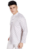 Divisive Men'S Pure Cotton Relaxed Fit Printed Short Kurta (Dkrt445_Xl_White)