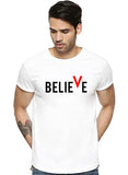Adro Men'S Believe Design Printed T-Shirt (M, White)