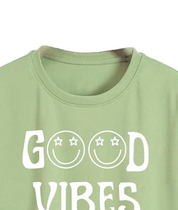 Toplot Text Printed Round Neck Crop Top For Women (Vibes-Crop-Top-5202-Pista-Xs),Pista,,B0DCTK1S7H