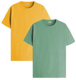 ADRO T Shirts Pack of 2 Mens Tshirts Cotton T Shirts for Men Tshirt T-Shirts Combo T Shirts Tshirts for Men Plain Solid Tshirts Mustard Pista Tshirt for Men RCM2-PLN-MU-PT-M,Mustard,Pista