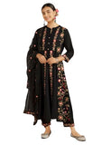Kaari Rayon Staple 3 PCS Women Kurta Set (KAAAW24WSKD-82025_Kohl Black_XL)