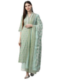 Libas Women's Silk Blend Kurta Set (35720_Green