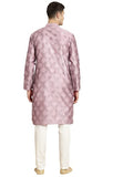 Sojanya (Since 1958 Men'S Jacquard Silk Purple & Self Design Kurta & Off White Churidar Pyjama Set Purple & Gold 2Xl
