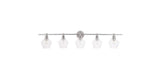 Living District Gene 5-Light Mid-Century Metal Wall Sconce In Chrome And Clear