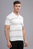 Adro Polo T-Shirt For Men| Printed Polo T-Shirt | Cotton Polo T Shirt Also In Plus Size|Pnop24-L1-Whgrbl-L, Regular Fit, White