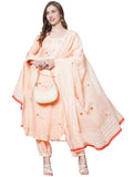 Gosriki Women'S Rayon Blend Straight Hand Block Printed Kurta With Pant & Dupatta (Ragsri Peach-Vks03-Gs_M_Peach_Medium),Peach,,B0DGQQQ24J