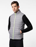 Fyltr Men'S Sleeveless Puffer Jacket With Neon Trims - Stand Collar | Full Zipper | Side Pockets | Shaped Hem,Gravel Grey,Gravel Grey,S