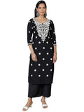 Libas Women'S Viscose Rayon Embroidered Straight Kurta (37140R_Black