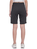 Enamor E080 Mid-Rise Cotton Bermuda Shorts For Women With Side Pockets And Adjustable Drawstring(E080_Charcoalmelange_Xl)