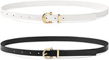 Galeno Western Belt Metal Buckle Cowgirl Belts For Jeans, Plain Casual Sleek Belts For Women/Girls (Black+White)