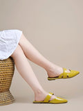 Shoetopia Solid Pointed Toe Yellow Flat Mules For Women & Girls /Eu40,Yellow,7,B0F7LWTCJ5
