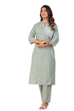 Fabnex Kurta Set For Women | Women Embroidered Kurta Set | Women Kurta Sets Kurtis | Women Kurta Pant Set (K-34-38) (L, Pista)