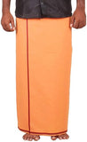 Prakasam Cotton Mens Pure Cotton Fine Quality Stitched Pocket Welcro Attachment Kavi Colour Dhoti For Mens Orange 36