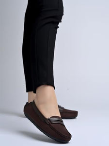 Shoetopia Upper Suede Detailed Brown Loafers For Women & Girls /Eu38,Brown,5,B0FF35RSJB