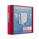 Staples 3-inch 3-Ring Better Binder, Red, 2/Pack (ST55893-CCVS)